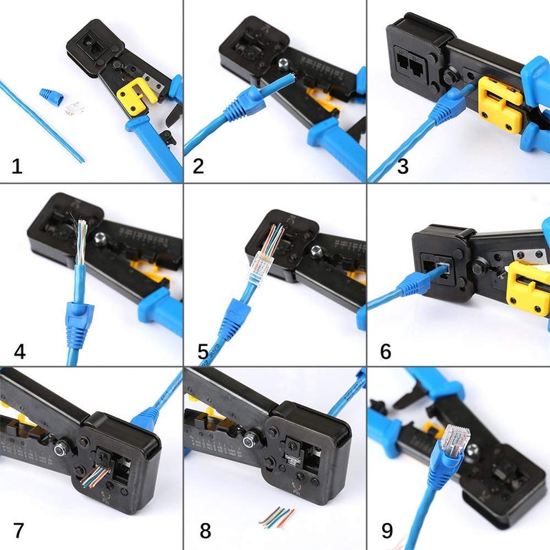 UbiGearÂ® Professional Pass-Through Network Tool Kits Network/Phone Cable Tester + RJ11/RJ12/RJ45 Crimp Crimper +50 RJ45 CAT5e Pass-through Connector Plugs Boots Network Tool Kits (PassThrough) - Image 4